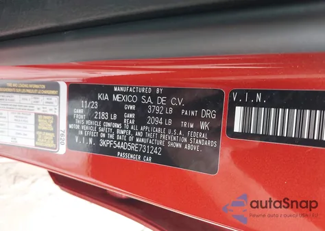 2024 Kia Forte Gt-Line from USA, damaged, VIN 3KPF54AD5RE731242